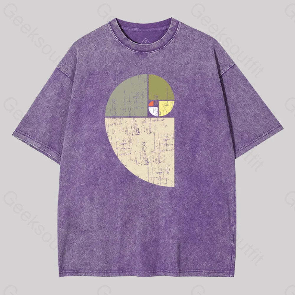 Distressed Fibonacci Spiral Washed T-Shirt Purple / S