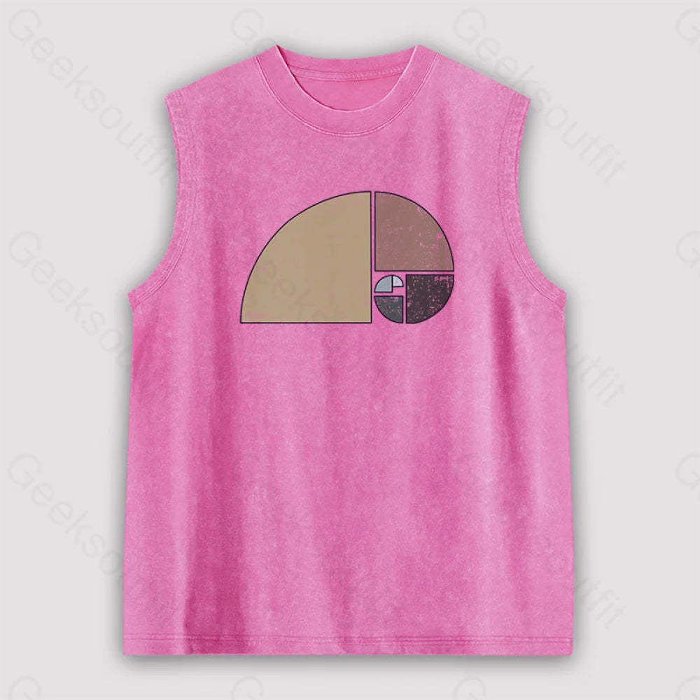 Distressed Geometric Fibonacci Spiral Unisex Washed Tank Pink / S