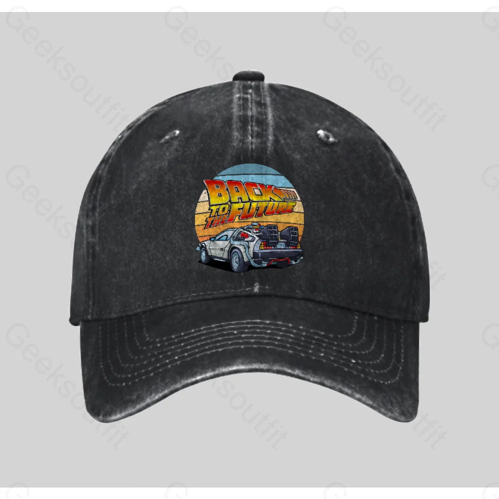 Dmc Delorean Washed Vintage Baseball Cap Black