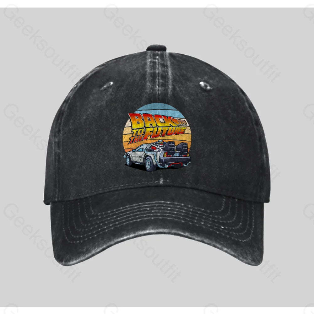Dmc Delorean Washed Vintage Baseball Cap Black