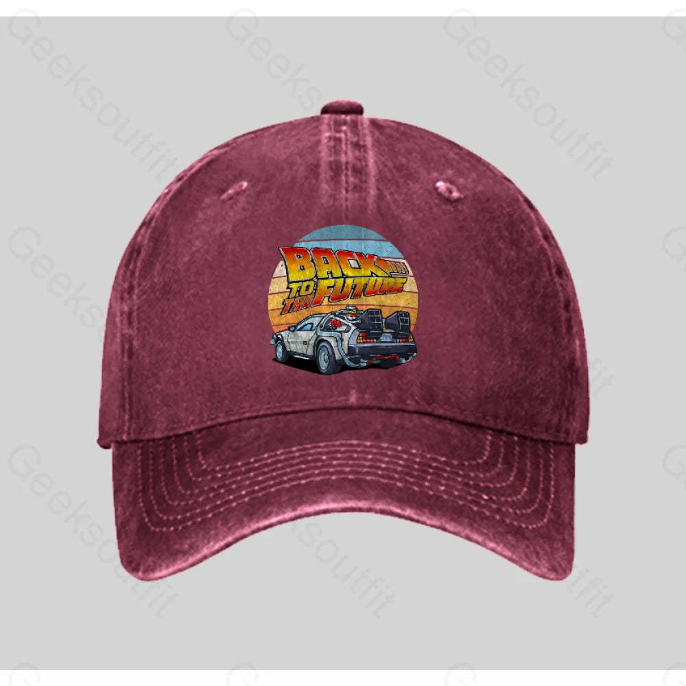 Dmc Delorean Washed Vintage Baseball Cap Red