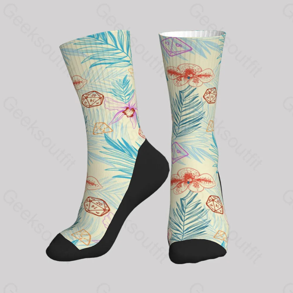 Dnd Plants And Polyhedral Dice Men’s Socks