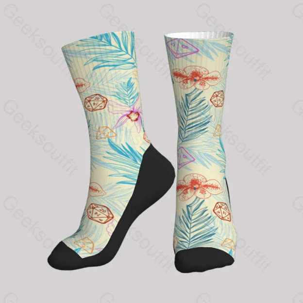 Dnd Plants And Polyhedral Dice Men’s Socks