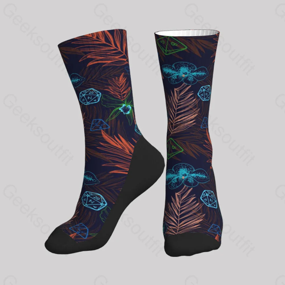 Dnd Plants And Polyhedral Dice Men’s Socks