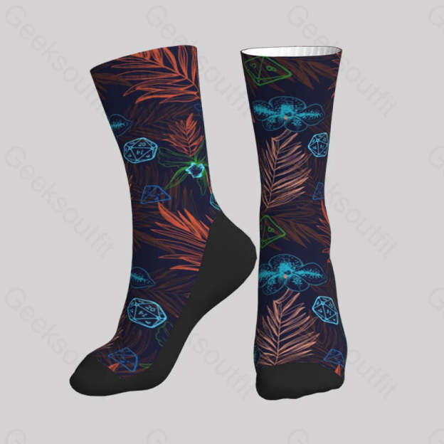 Dnd Plants And Polyhedral Dice Men’s Socks