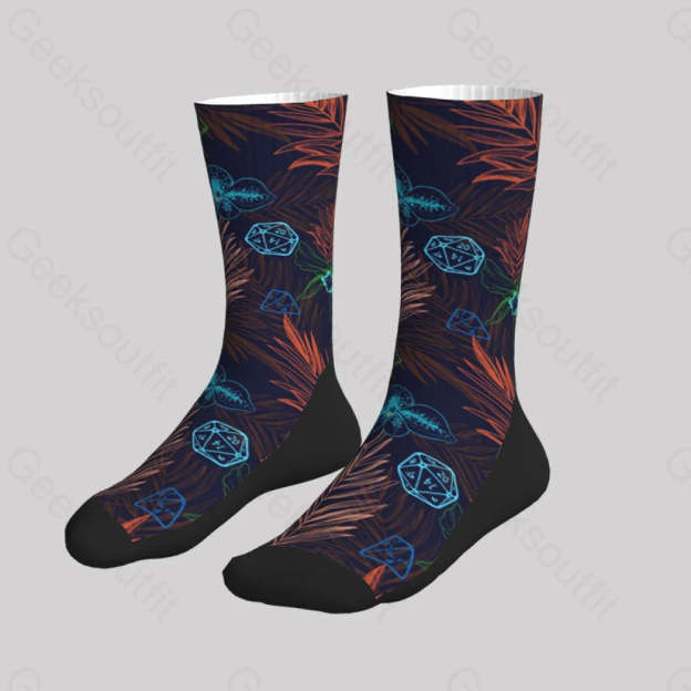 Dnd Plants And Polyhedral Dice Men’s Socks Sks062