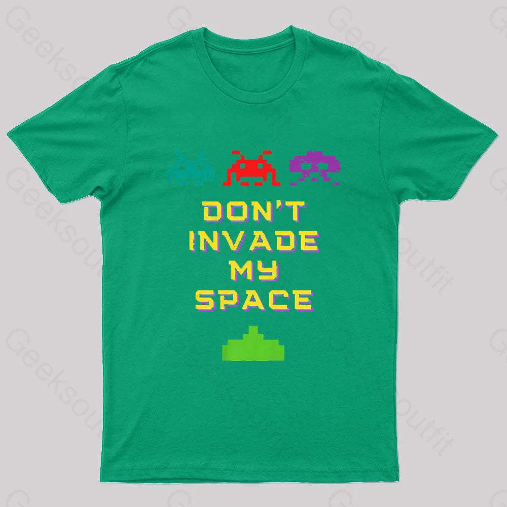Do Not Invade My Space Nerd T-Shirt Green / S