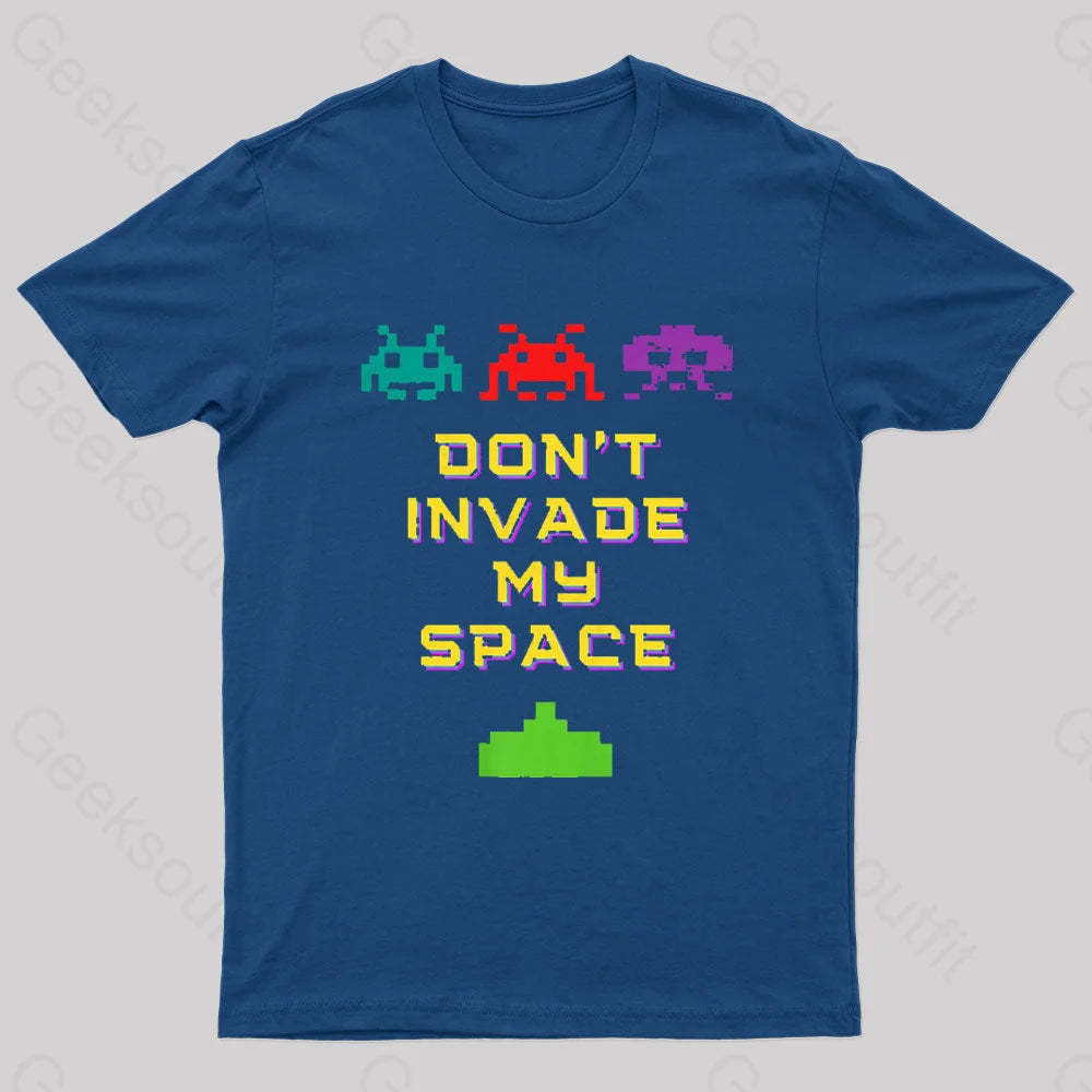 Do Not Invade My Space Nerd T-Shirt Navy / S