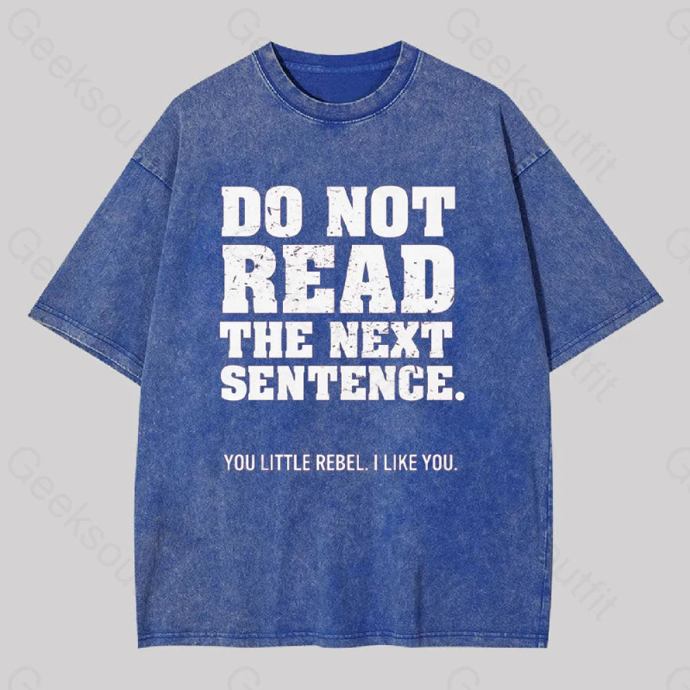 Do Not Read The Next Sentence Geek Washed T-Shirt Blue / S