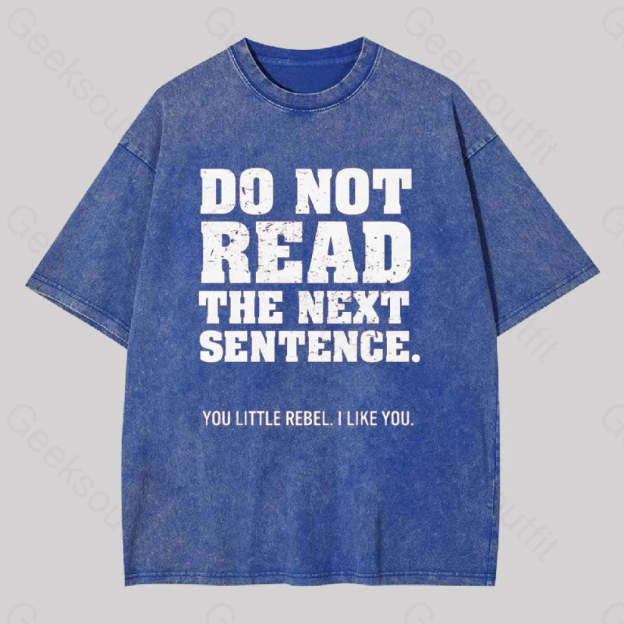 Do Not Read The Next Sentence Geek Washed T-Shirt Blue / S