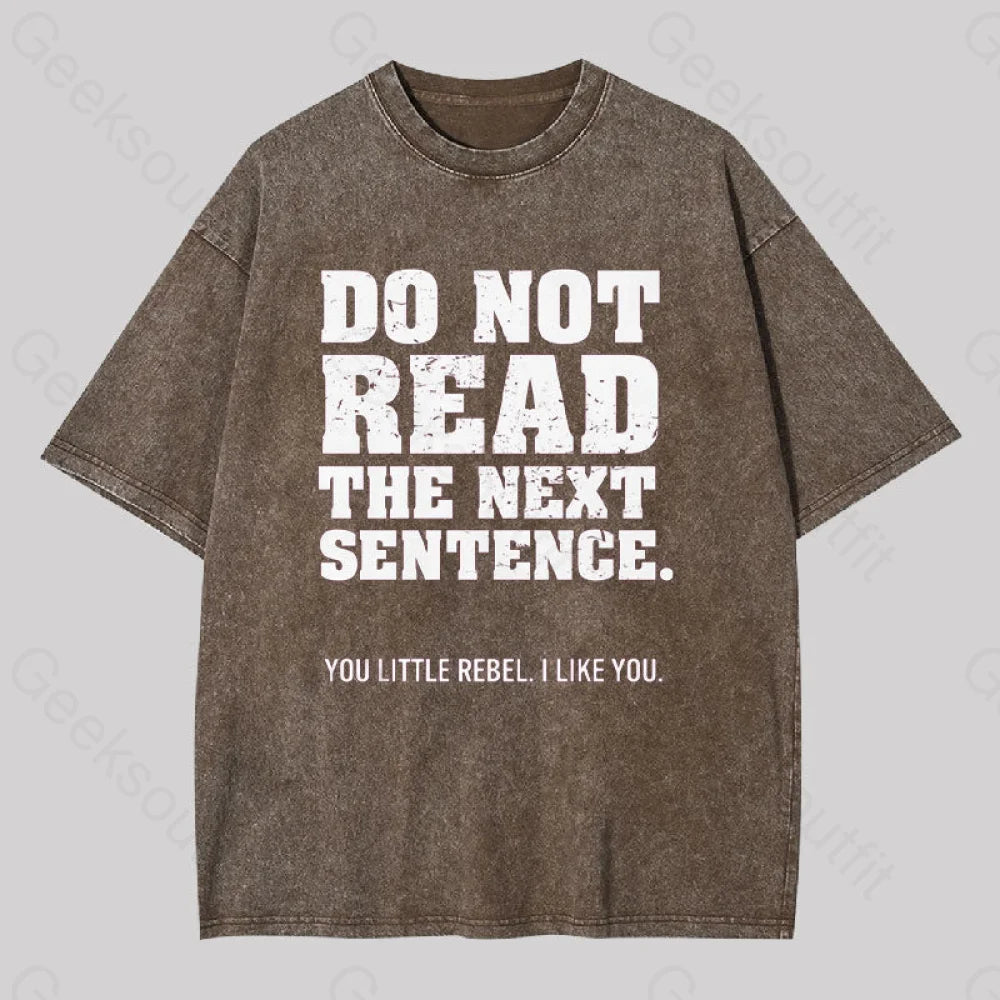 Do Not Read The Next Sentence Geek Washed T-Shirt Coffee / S