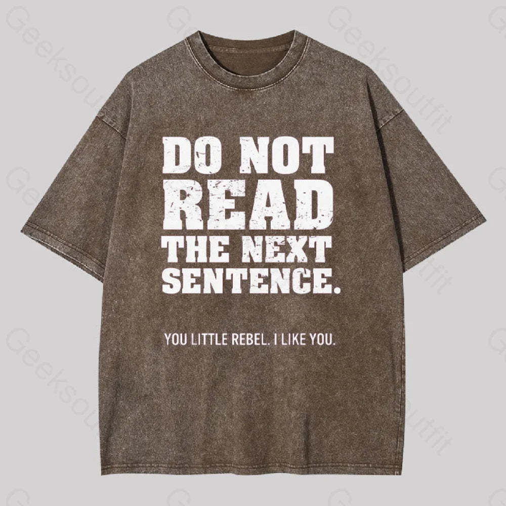 Do Not Read The Next Sentence Geek Washed T-Shirt Coffee / S