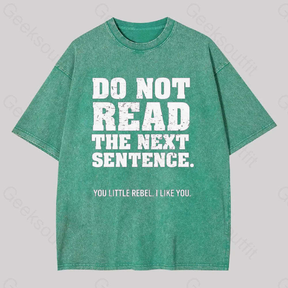 Do Not Read The Next Sentence Geek Washed T-Shirt Grass Green / S