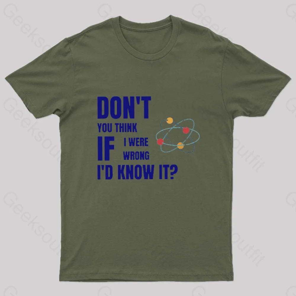Do Not You Think If I Were Wrong Nerd T-Shirt Army Green / S