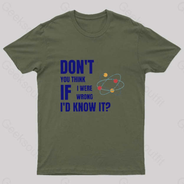 Do Not You Think If I Were Wrong Nerd T-Shirt Army Green / S