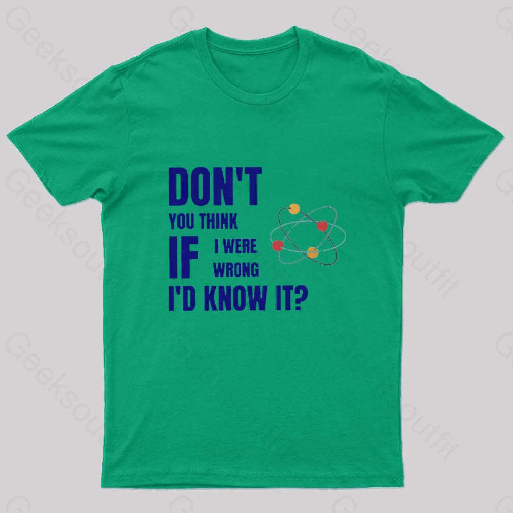 Do Not You Think If I Were Wrong Nerd T-Shirt Green / S