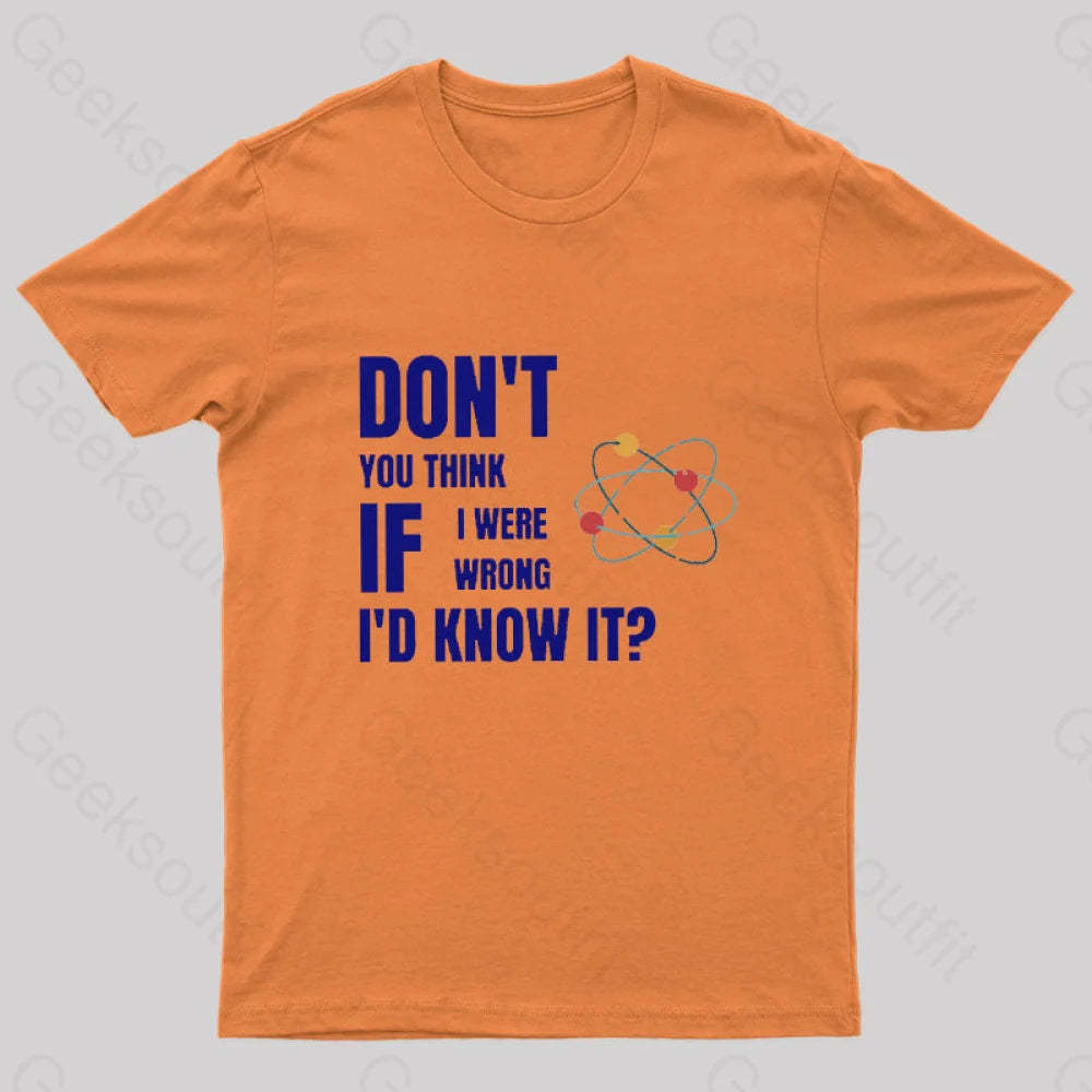 Do Not You Think If I Were Wrong Nerd T-Shirt Orange / S