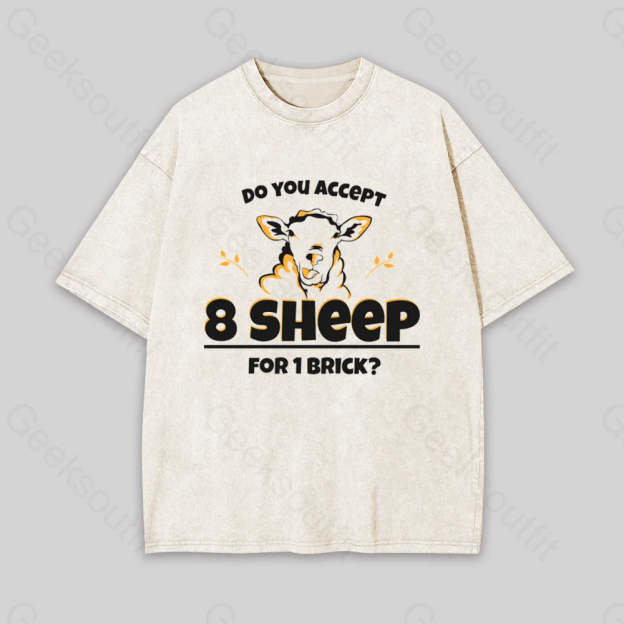 Do You Accept 8 Sheep Geek Washed T-Shirt Apricot / S