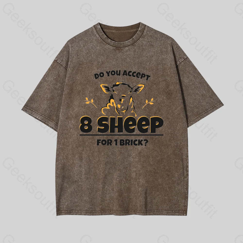 Do You Accept 8 Sheep Geek Washed T-Shirt Coffee / S