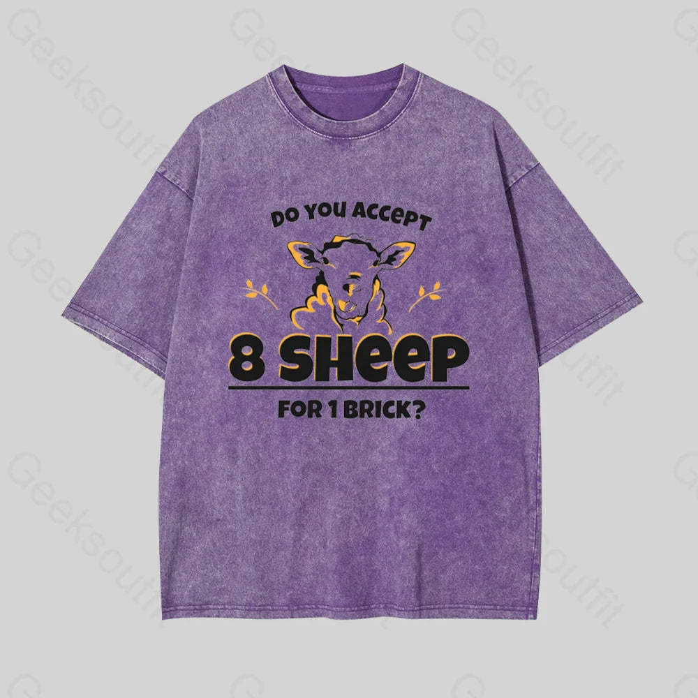 Do You Accept 8 Sheep Geek Washed T-Shirt Purple / S