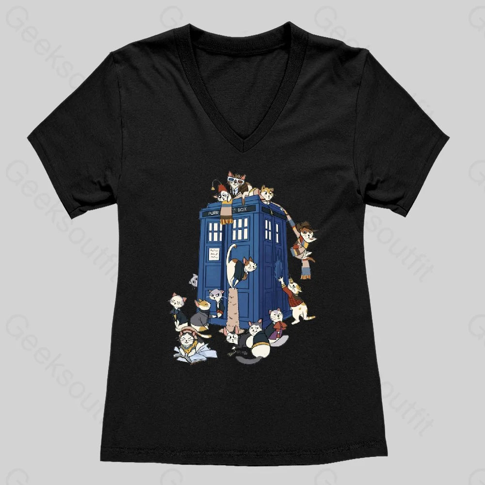 Doctor Cat Women's V-Neck T-shirt - Geeksoutfit