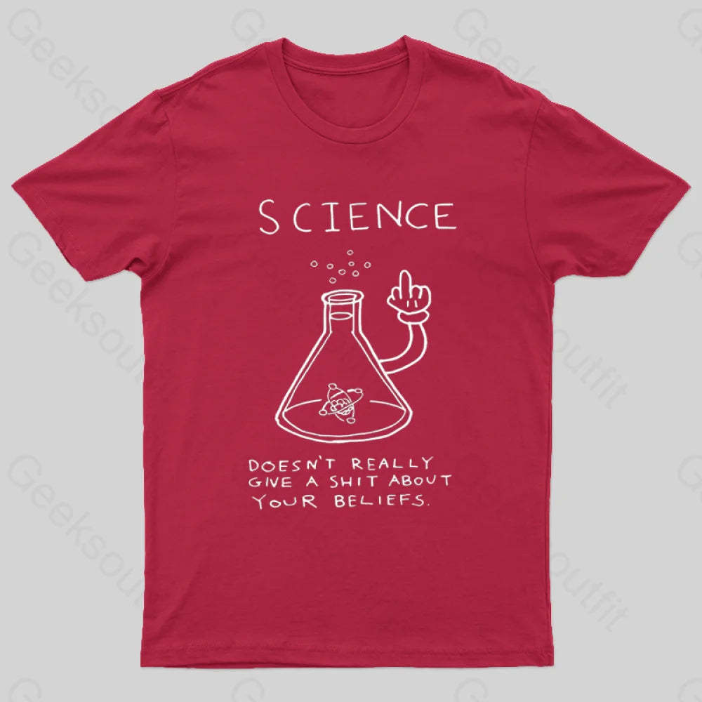 Doesn’t Really Give A Shit About Your Belifes T-Shirt Red / S