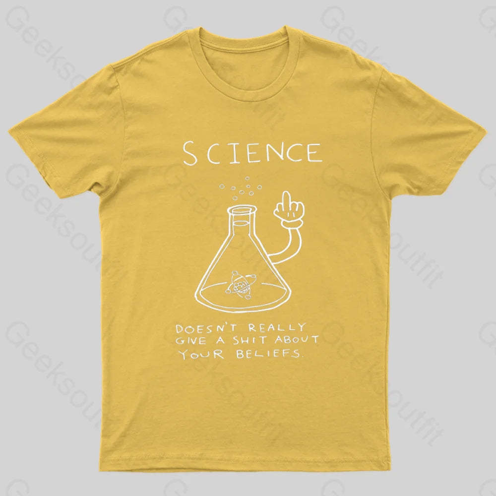 Doesn’t Really Give A Shit About Your Belifes T-Shirt Yellow / S