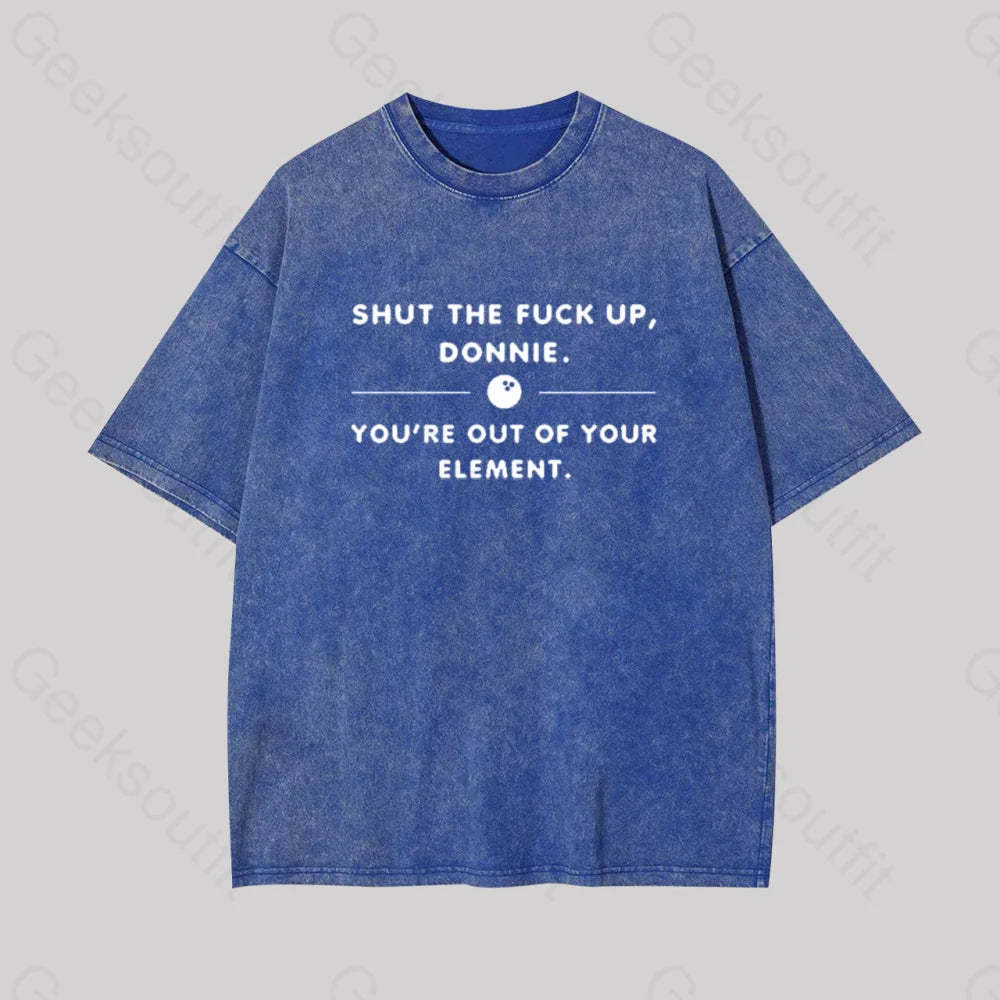 Donnie The Big Lebowski Geek Washed T-Shirt Blue / S