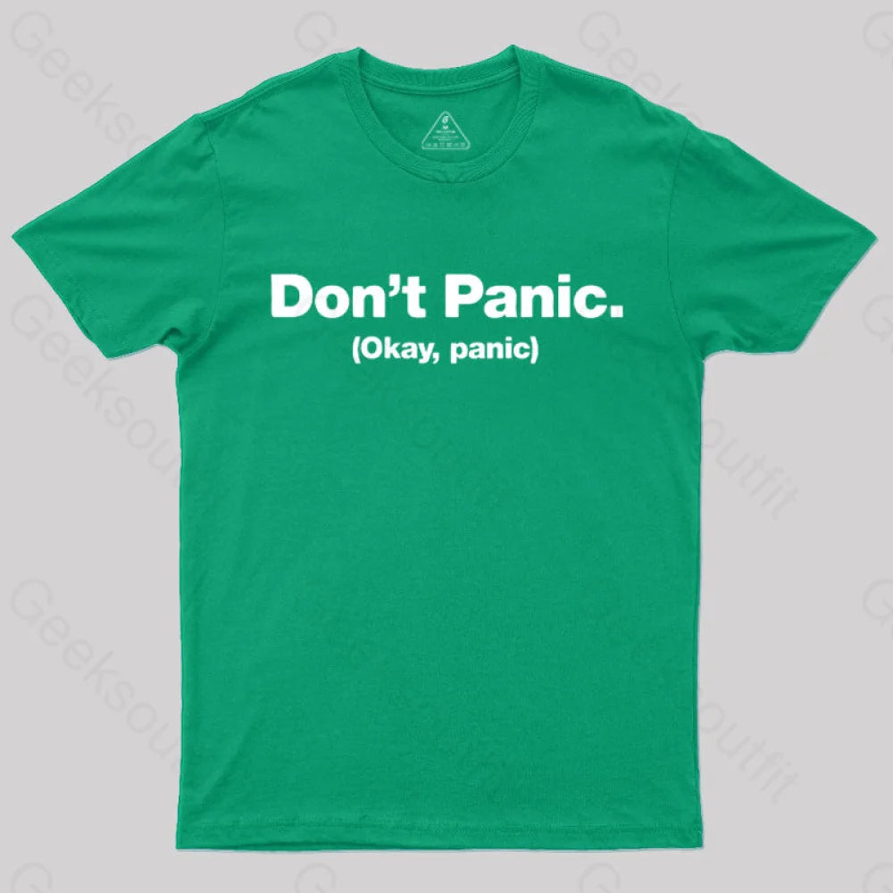 Don’t Panic Geek T-Shirt Green / S