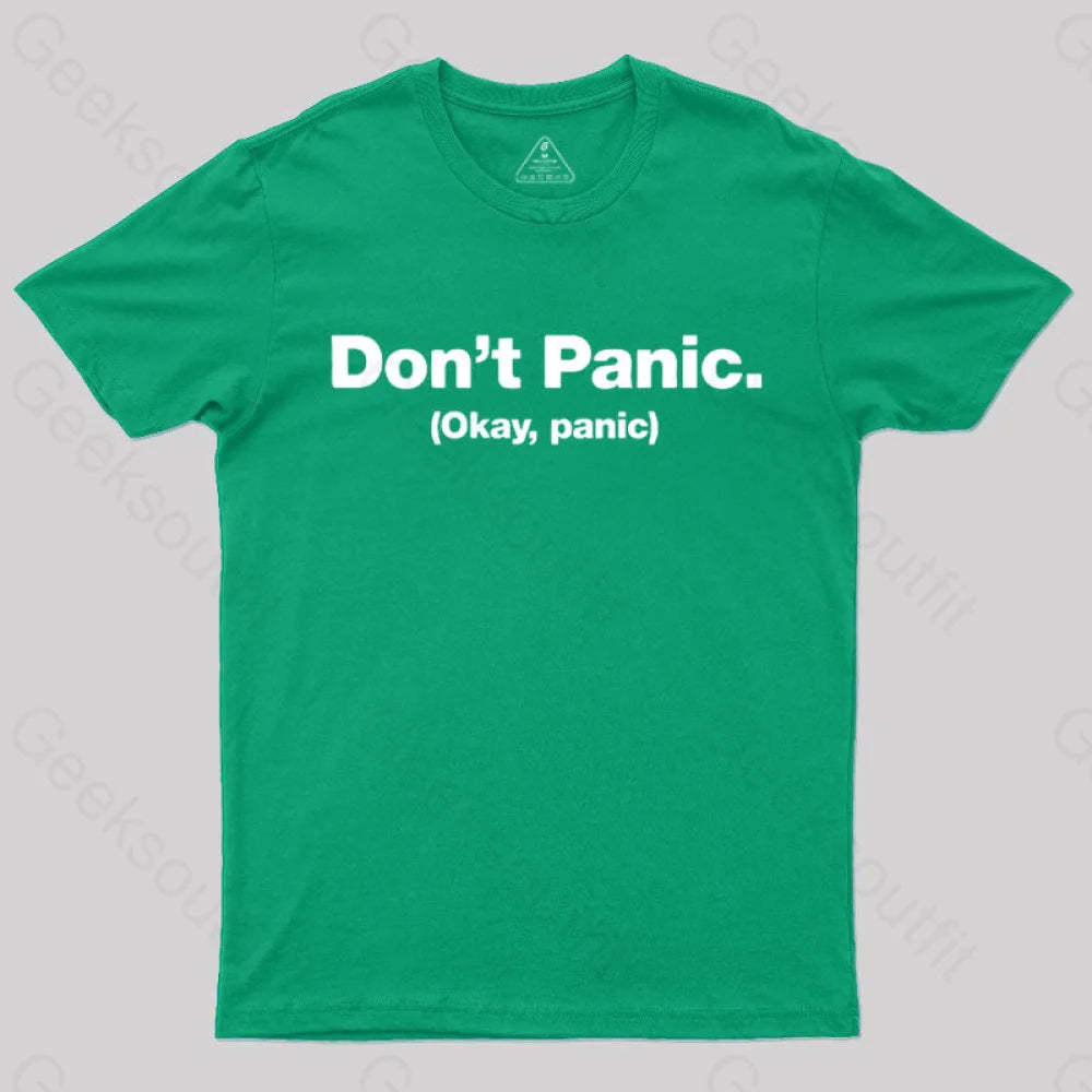 Don’t Panic Geek T-Shirt Green / S