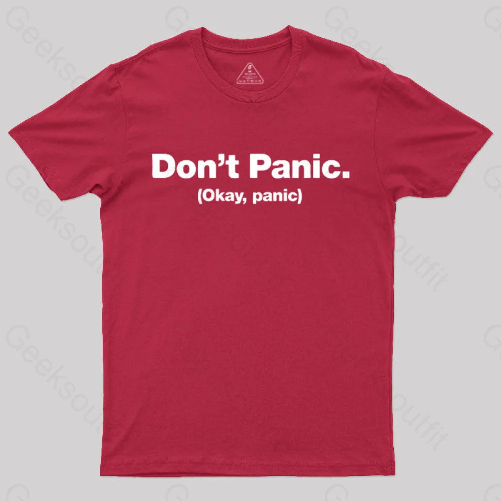 Don’t Panic Geek T-Shirt Red / S