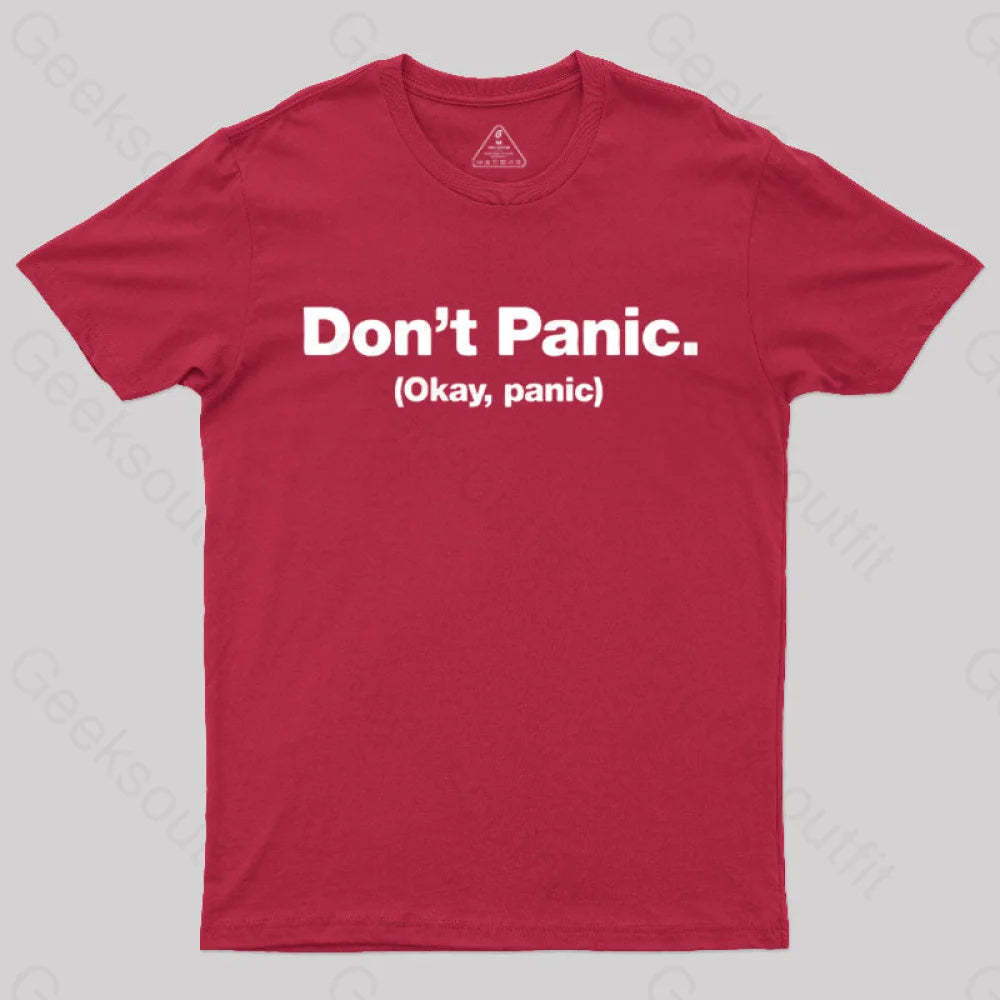 Don’t Panic Geek T-Shirt Red / S