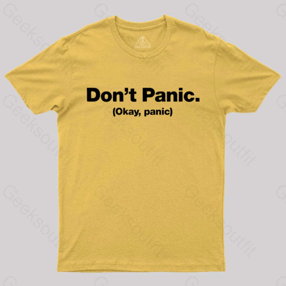 Don’t Panic Geek T-Shirt Yellow / S