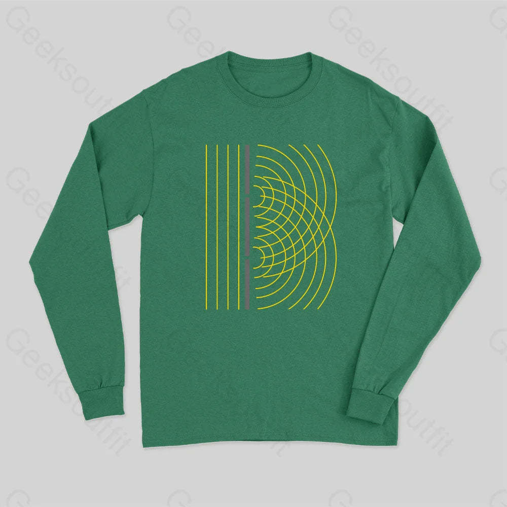 Double Slit Light Wave Particle Science Experiment Long Sleeve T-Shirt Green / S
