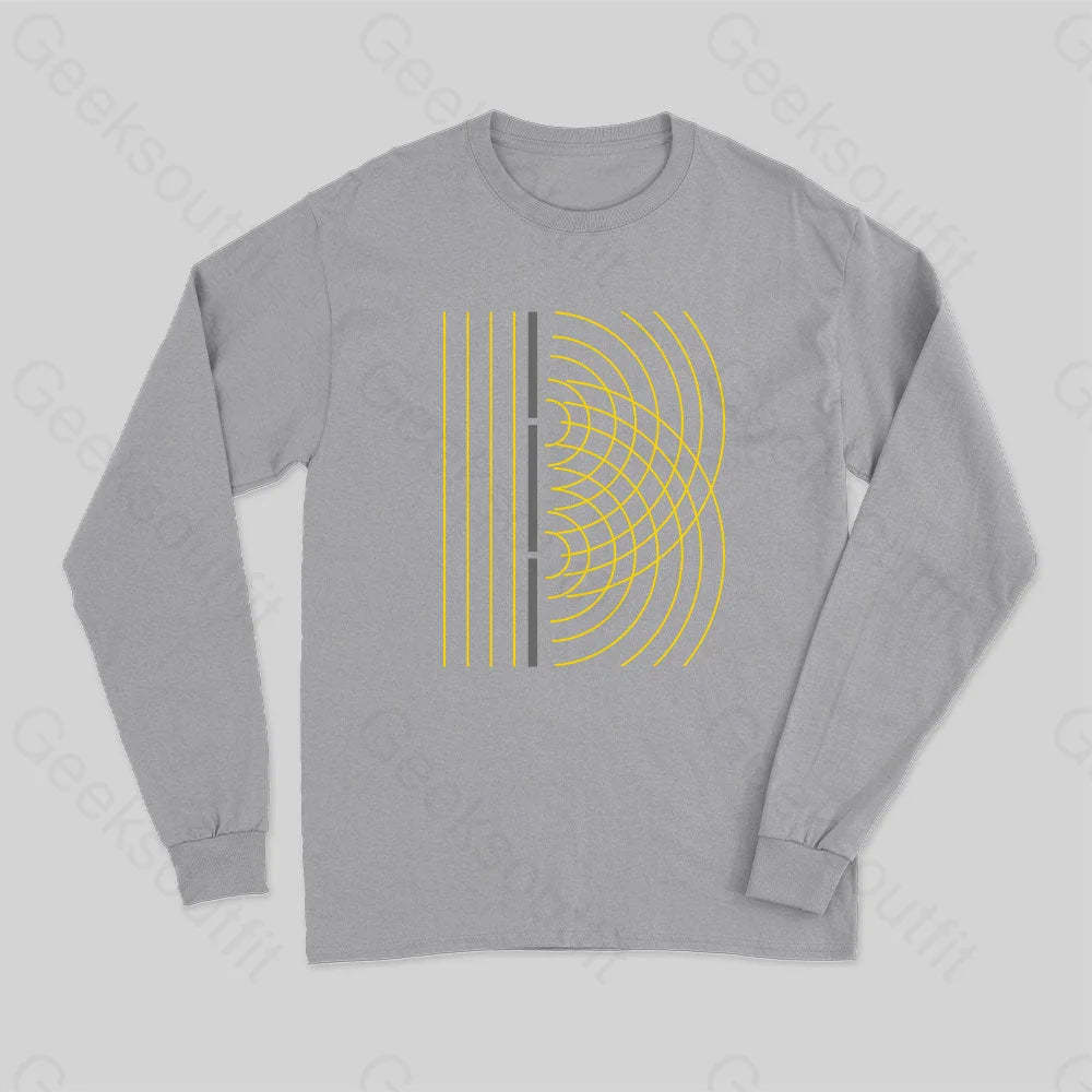 Double Slit Light Wave Particle Science Experiment Long Sleeve T-Shirt Grey / S