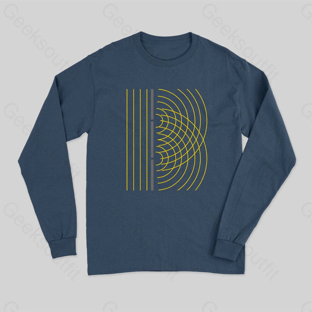 Double Slit Light Wave Particle Science Experiment Long Sleeve T-Shirt Navy / S