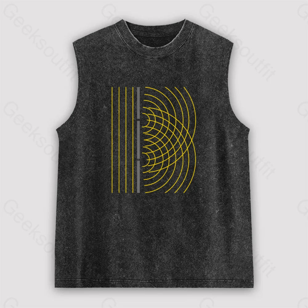 Double Slit Light Wave Particle Science Experiment Unisex Washed Tank Black / S