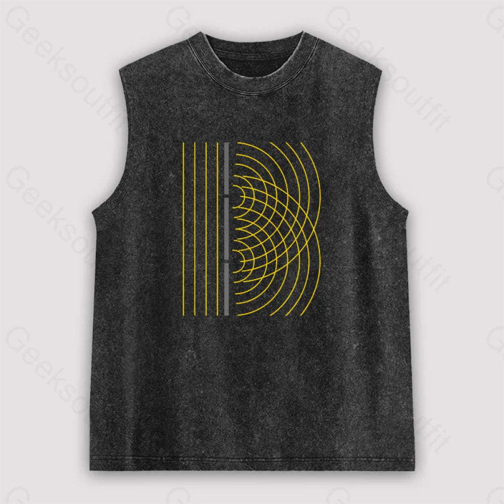 Double Slit Light Wave Particle Science Experiment Unisex Washed Tank Black / S