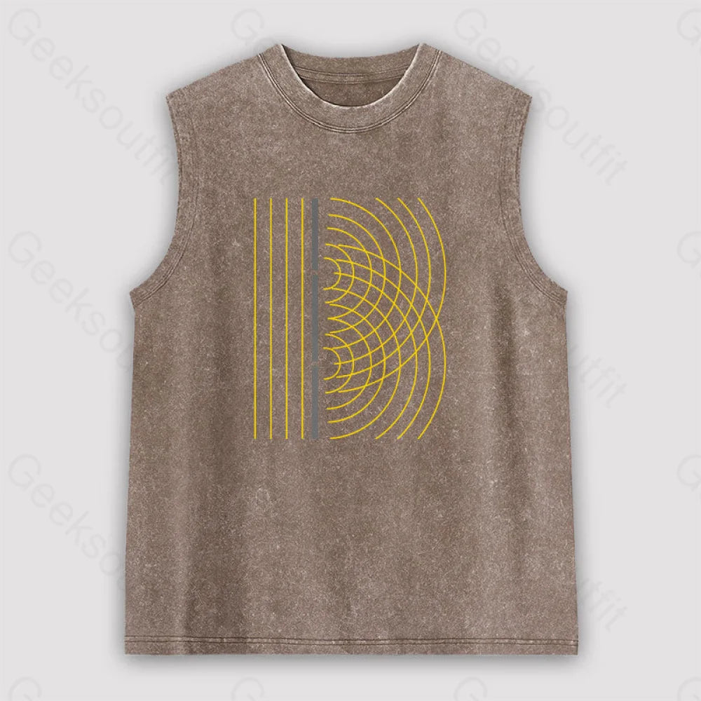 Double Slit Light Wave Particle Science Experiment Unisex Washed Tank Brown / S