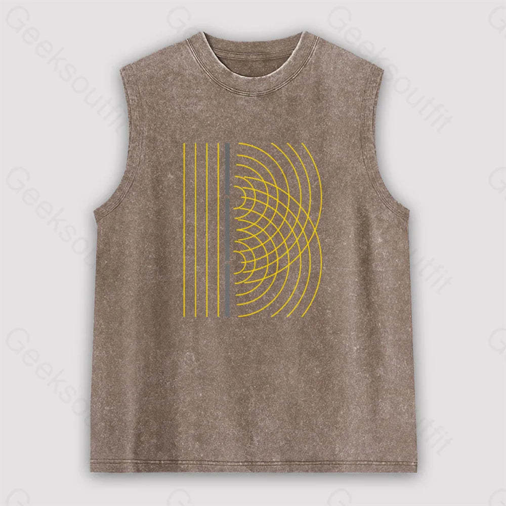 Double Slit Light Wave Particle Science Experiment Unisex Washed Tank Brown / S