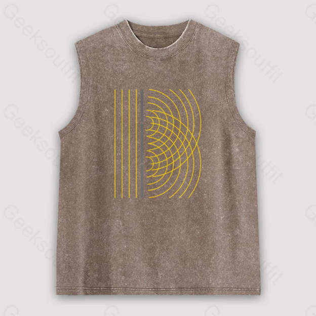 Double Slit Light Wave Particle Science Experiment Unisex Washed Tank Brown / S