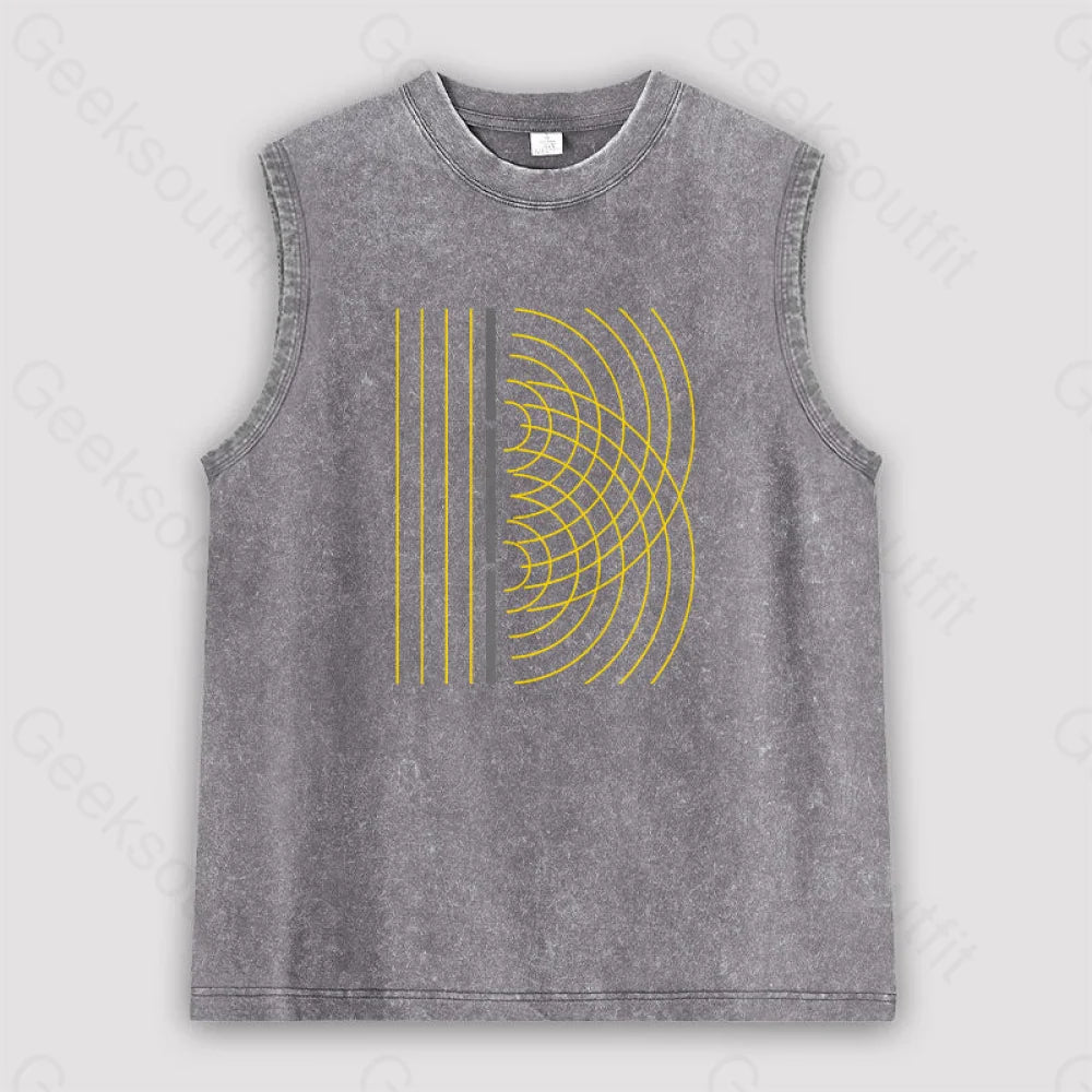Double Slit Light Wave Particle Science Experiment Unisex Washed Tank Grey / S