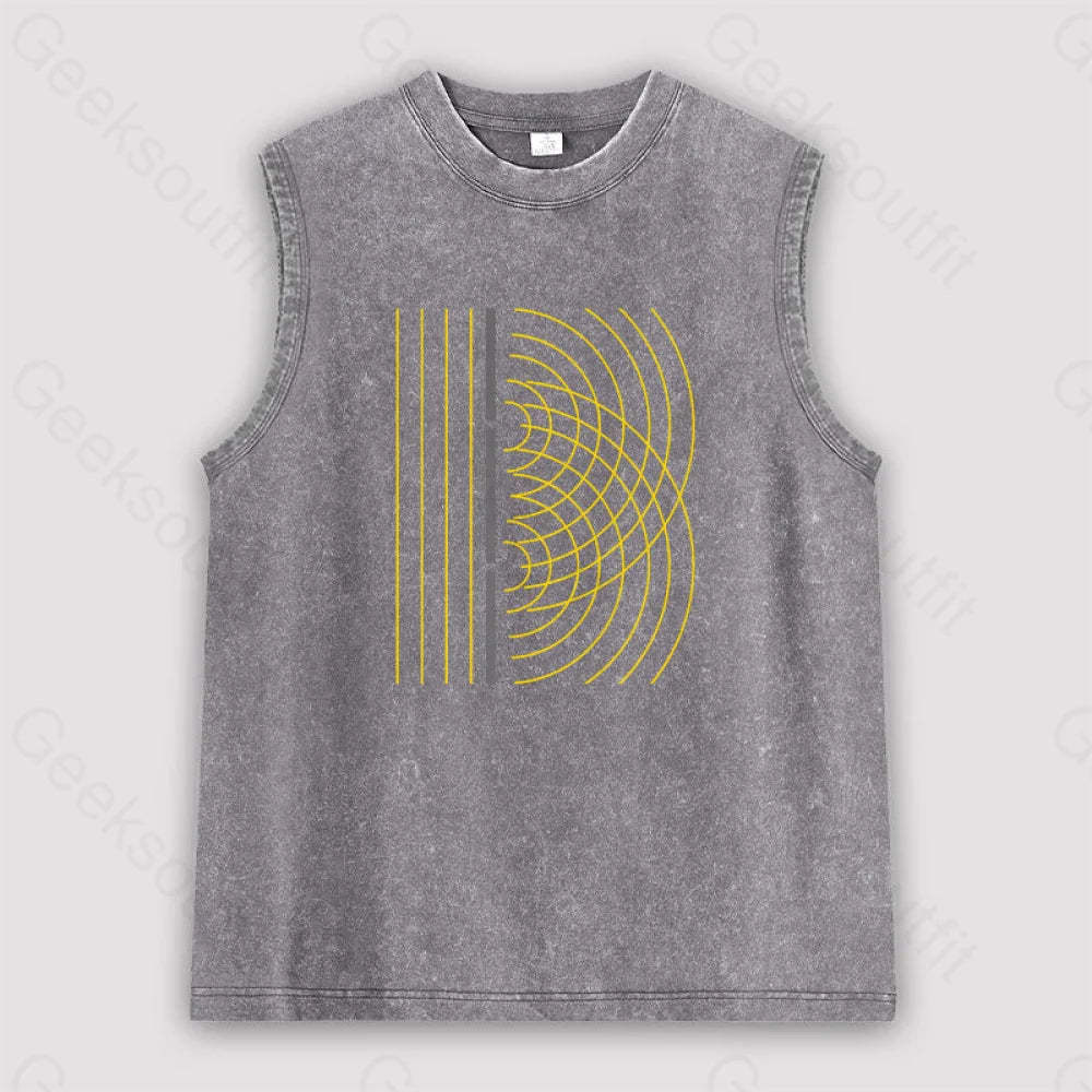 Double Slit Light Wave Particle Science Experiment Unisex Washed Tank Grey / S