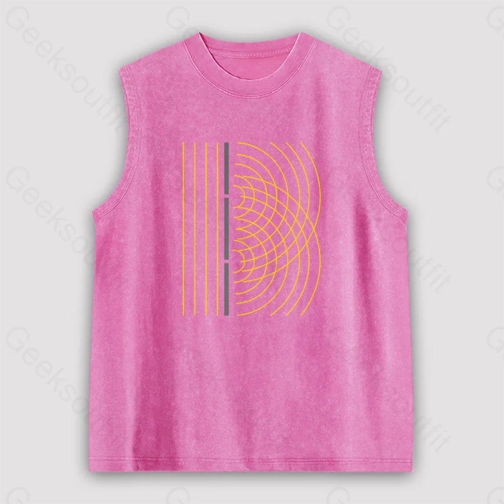 Double Slit Light Wave Particle Science Experiment Unisex Washed Tank Pink / S