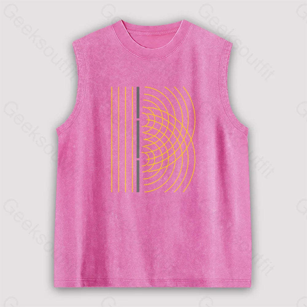 Double Slit Light Wave Particle Science Experiment Unisex Washed Tank Pink / S