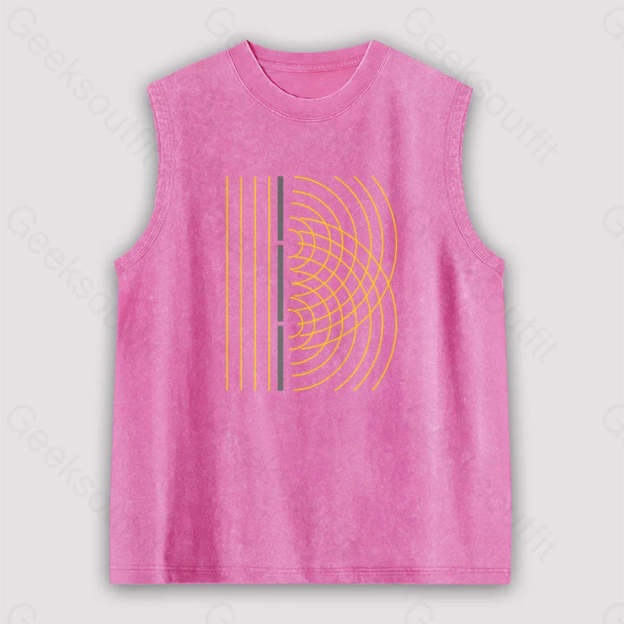 Double Slit Light Wave Particle Science Experiment Unisex Washed Tank Pink / S