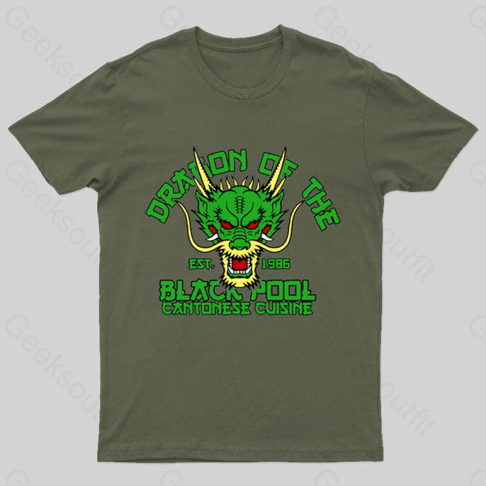 Dragon Of The Black Pool Geek T-Shirt Army Green / S
