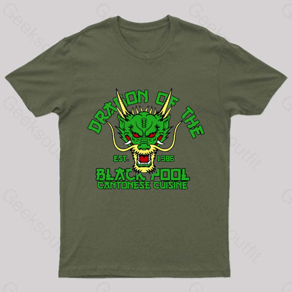 Dragon Of The Black Pool Geek T-Shirt Army Green / S