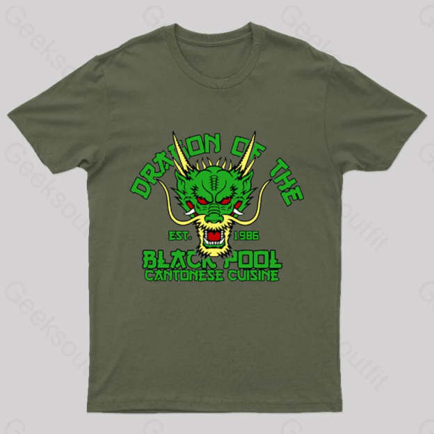 Dragon Of The Black Pool Geek T-Shirt Army Green / S