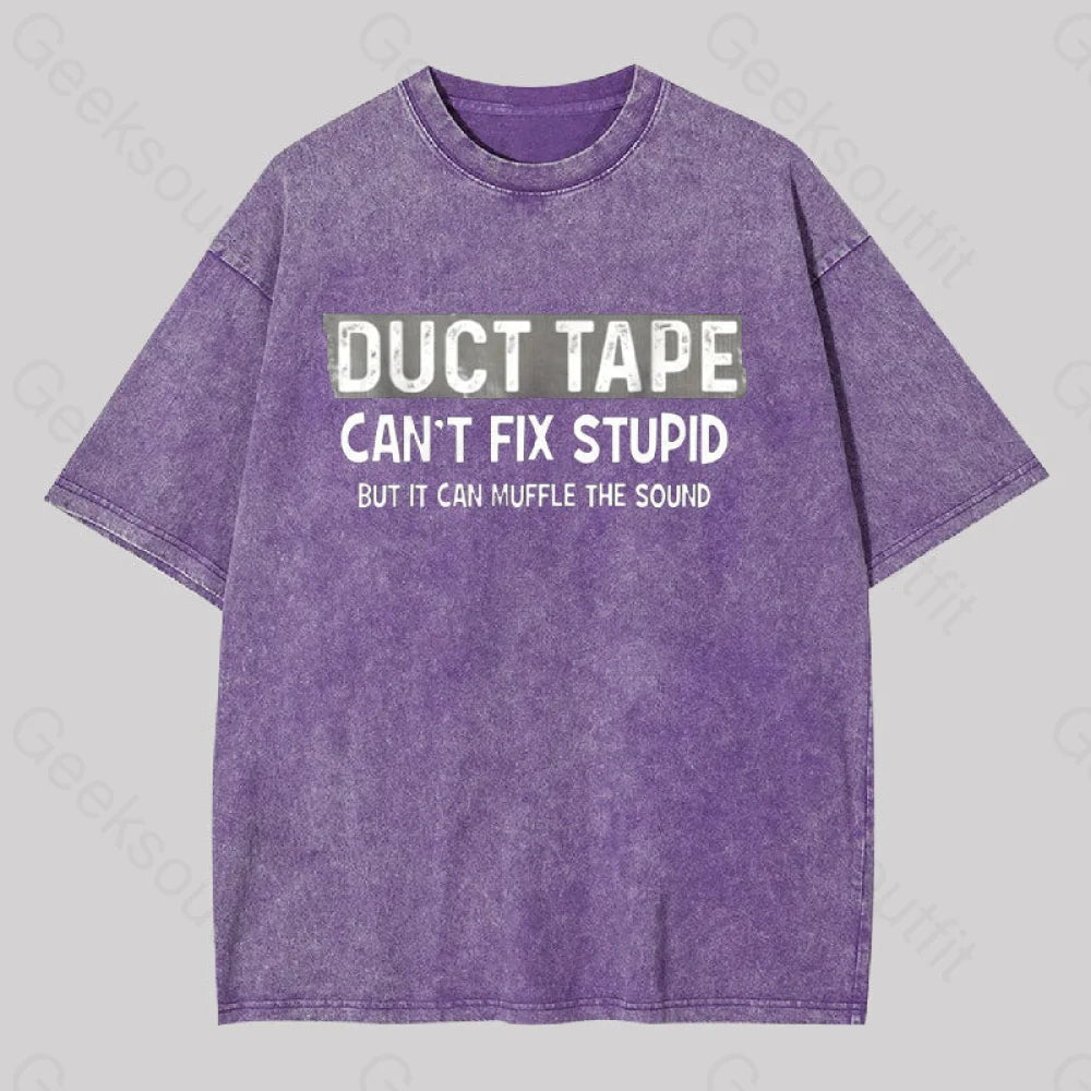 Duct Tape Muffle Stupid Sound Geek Washed T-Shirt Purple / S